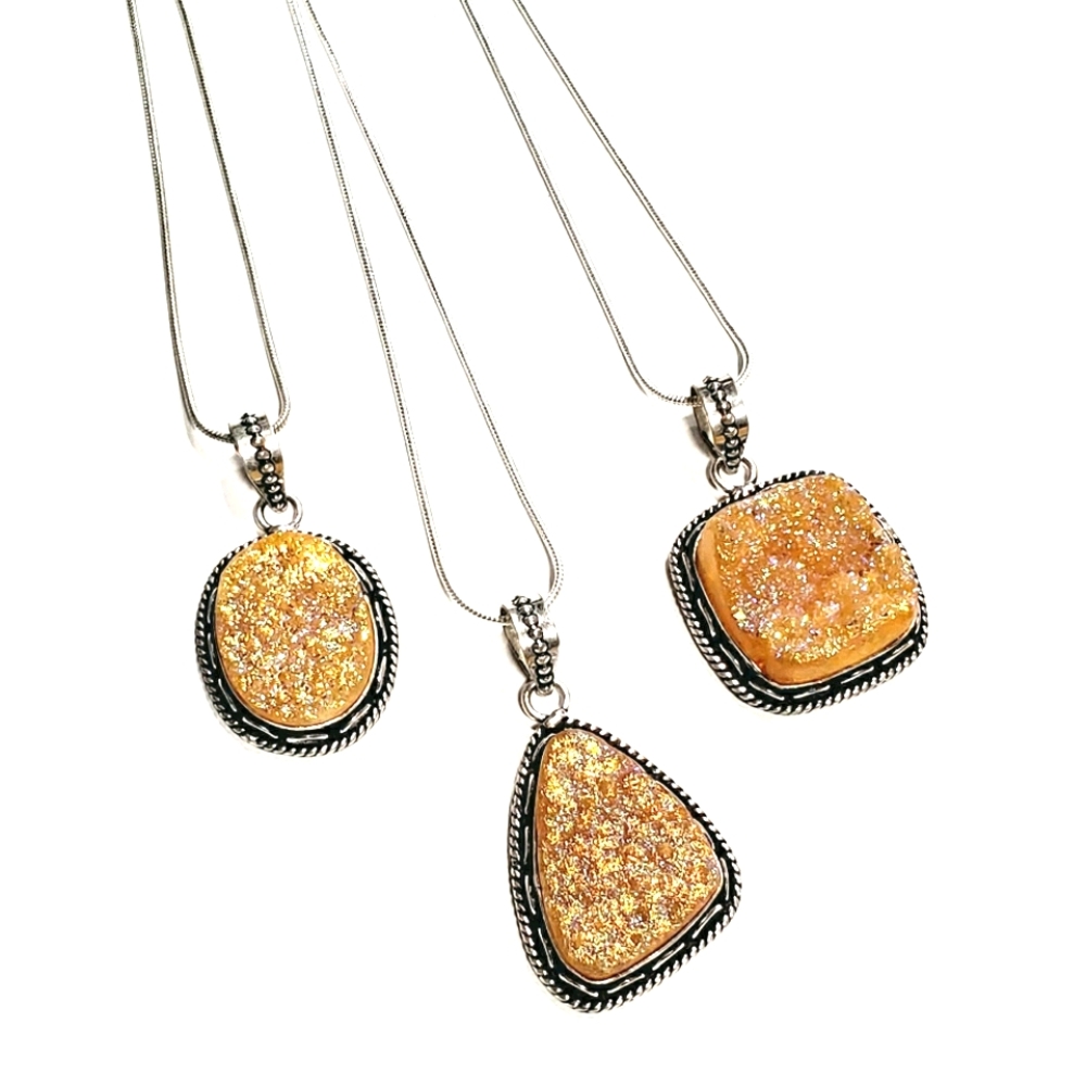 Sunflower Yellow Gold Sparkle Druzy Gemstones - Picture 1 of 12